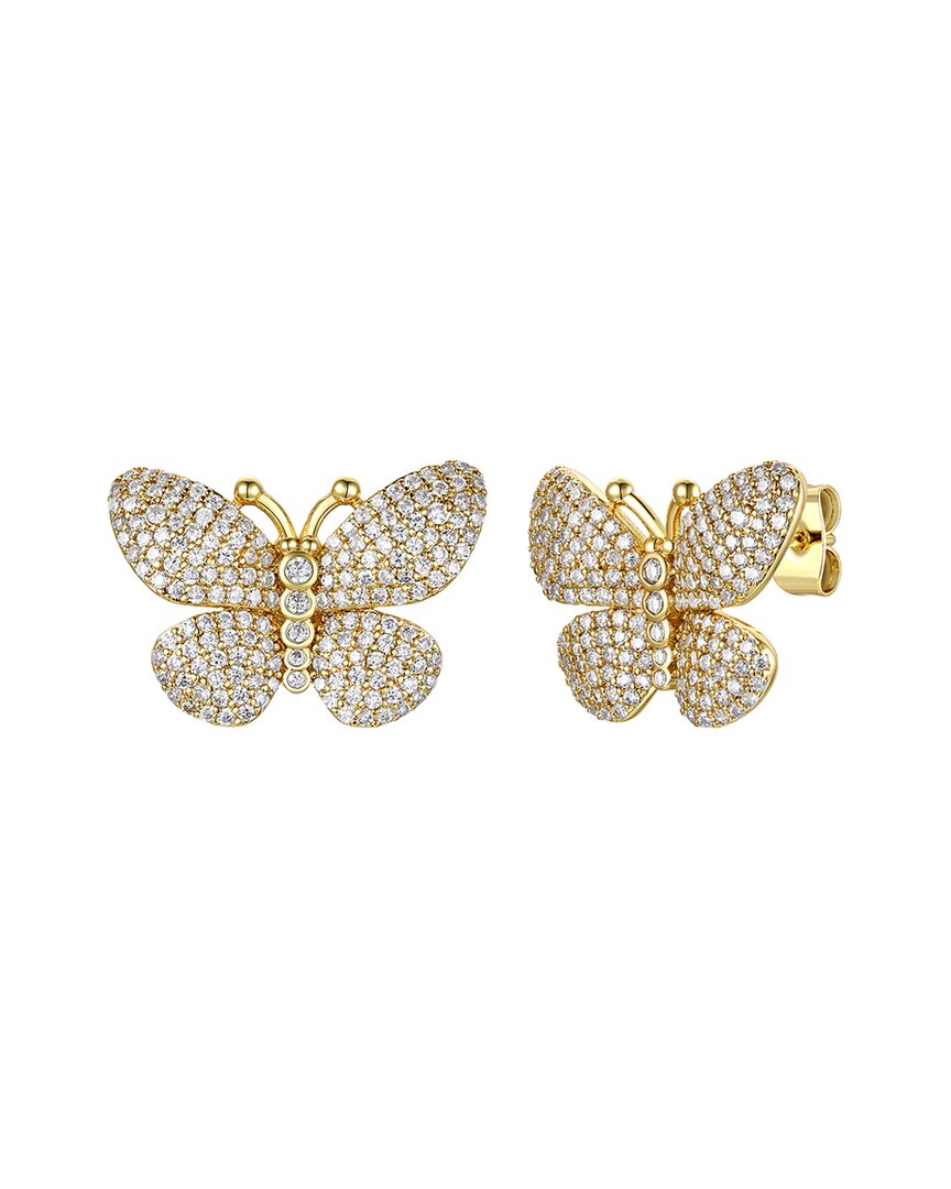 Rachel Glauber 14k Plated Cz Butterfly Studs