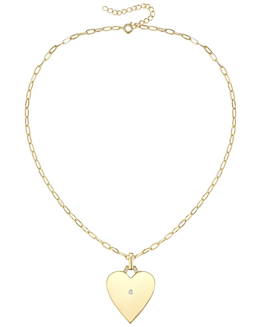 Rachel Glauber 14k Plated Cz Heart Charm Necklace