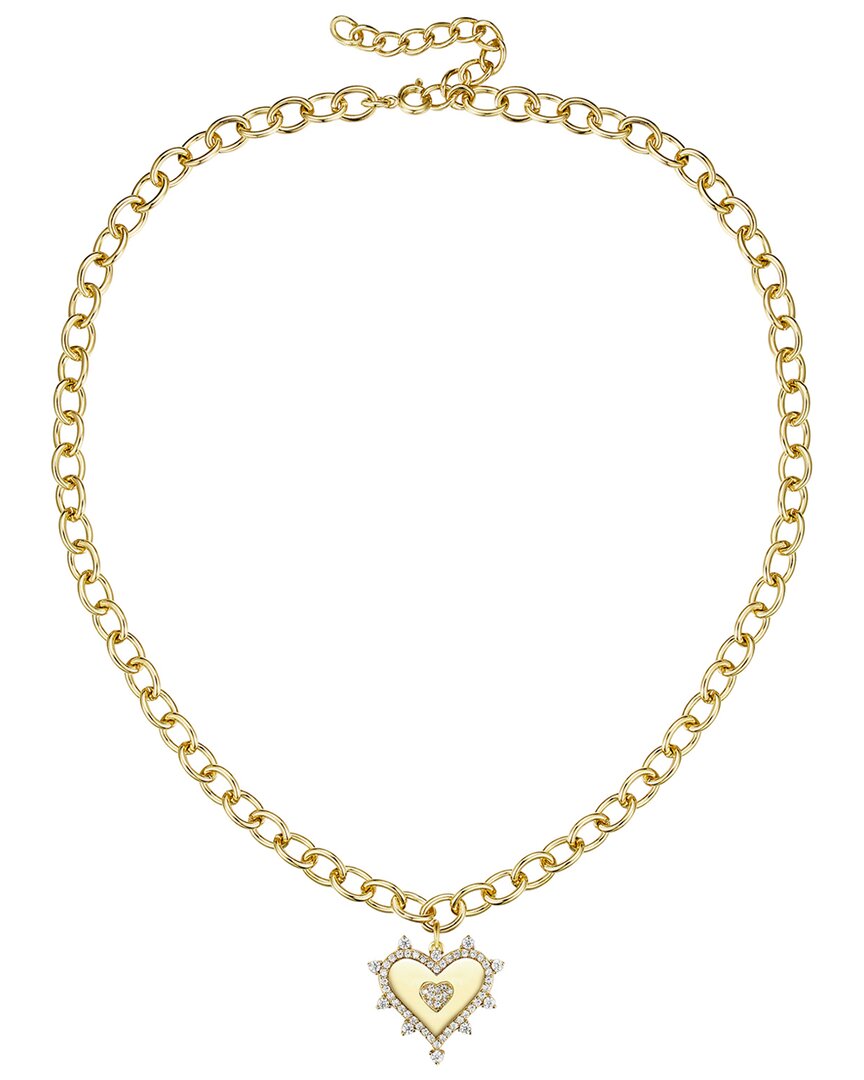 Shop Rachel Glauber 14k Plated Cz Sunshine Heart Necklace