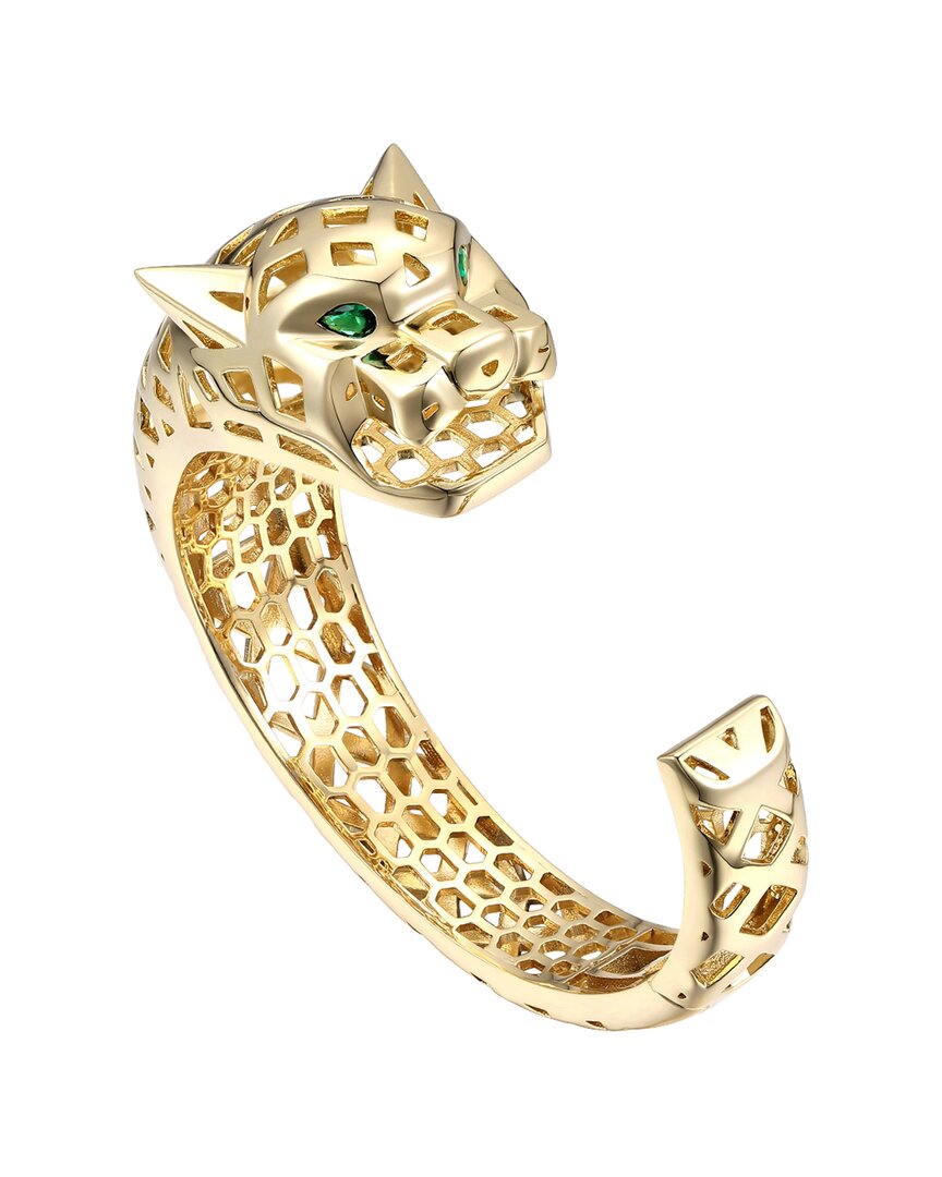 Shop Rachel Glauber 14k Plated Cz Jaguar Cuff Bracelet