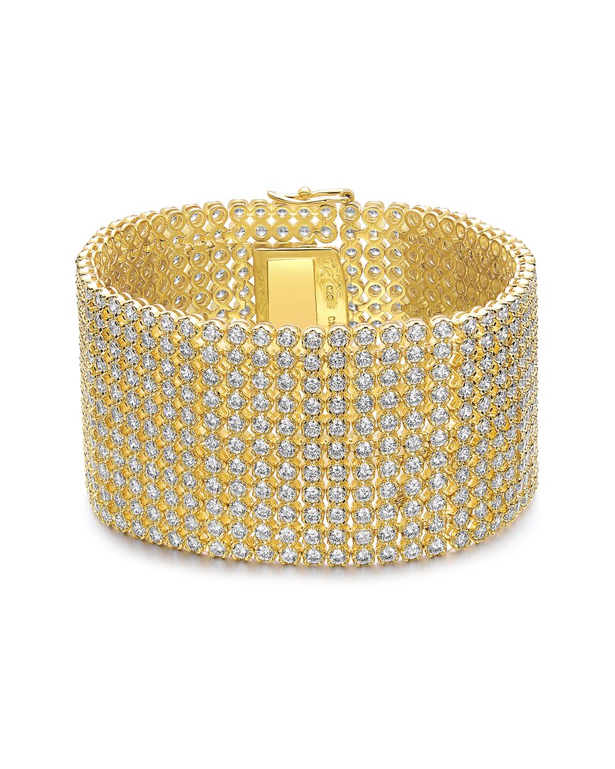 Shop Rachel Glauber 14k Plated Cz Lux Mesh Link Bracelet