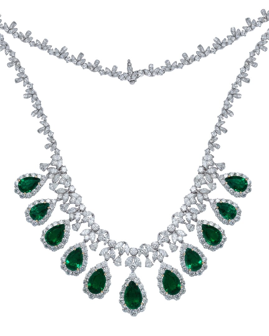 Diana M. Fine Jewelry Platinum 66.91 Ct. Tw. Diamond & Emerald Necklace