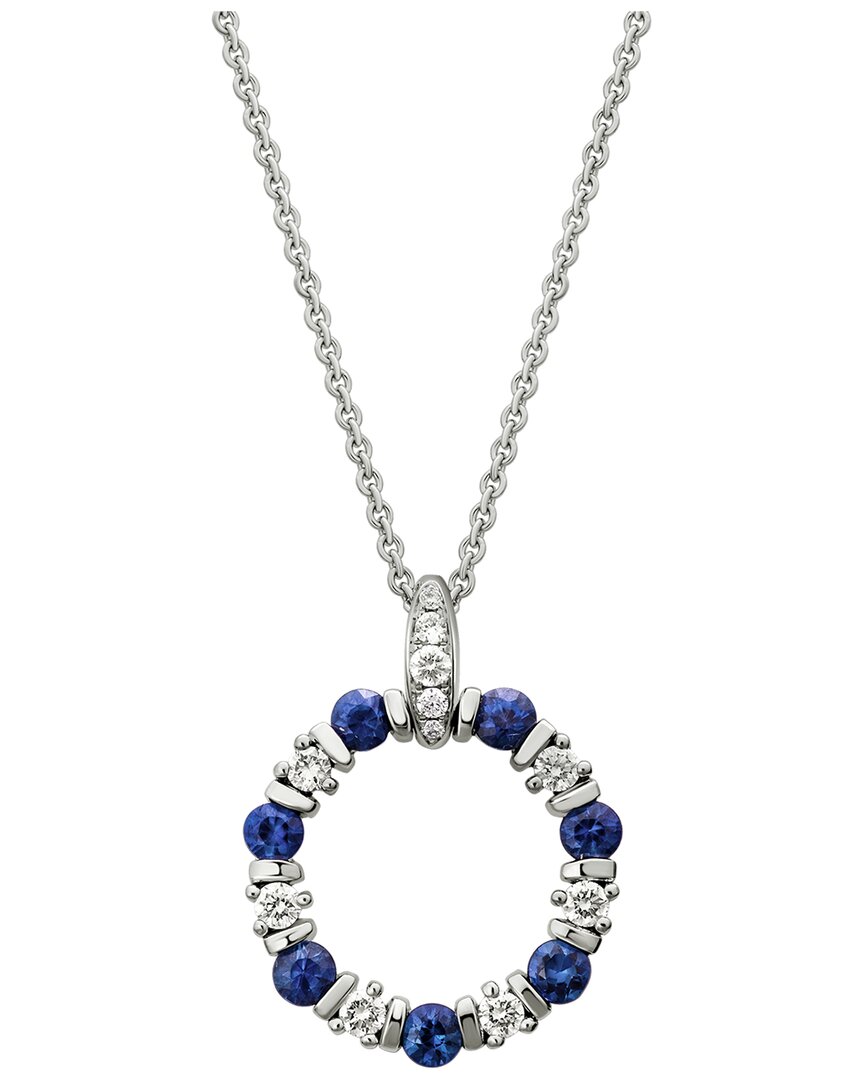 Diamond Select Cuts 14k Diamond .20 Ct. & .61 Ct. Blue Sapphire Necklace