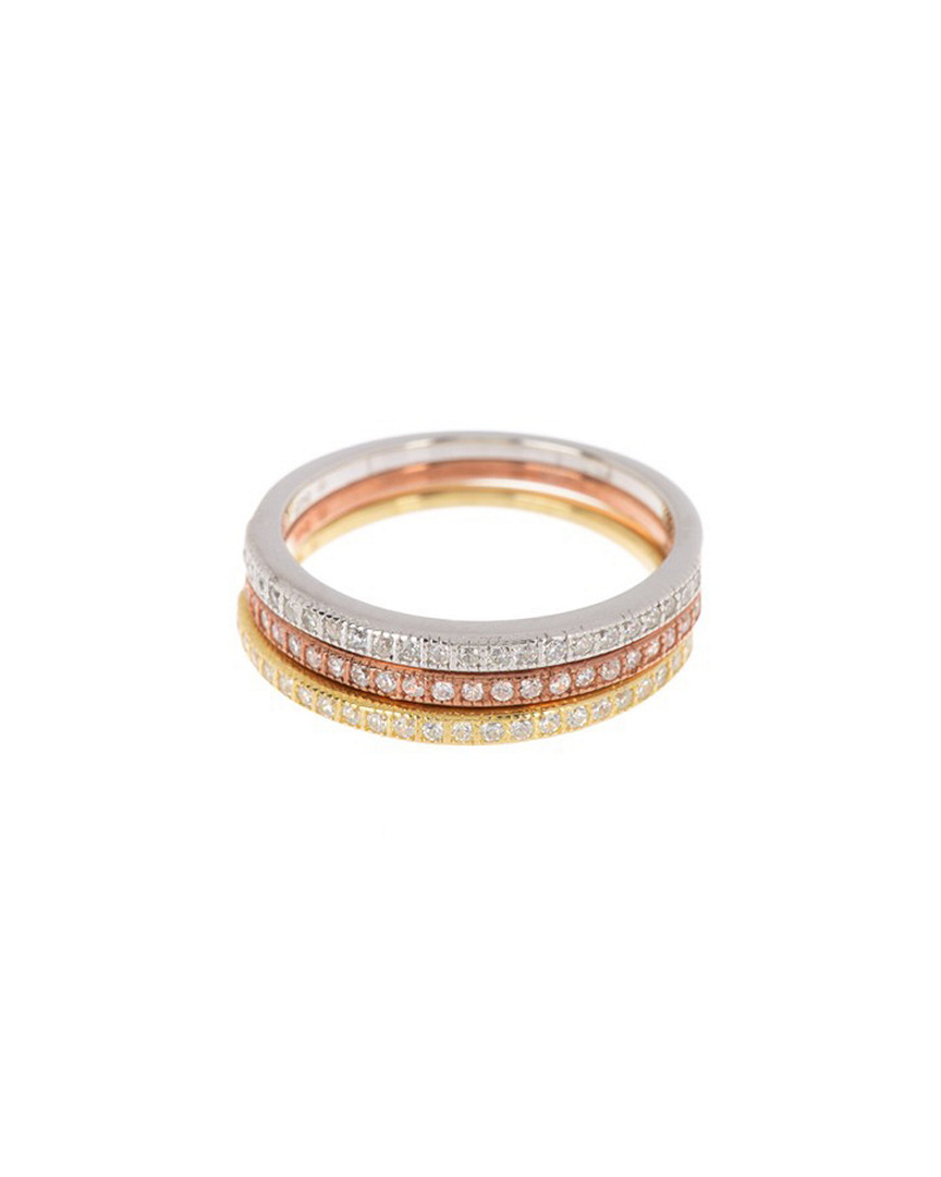 Adornia 14k Two-tone Over Silver & Silver Set Of Rings