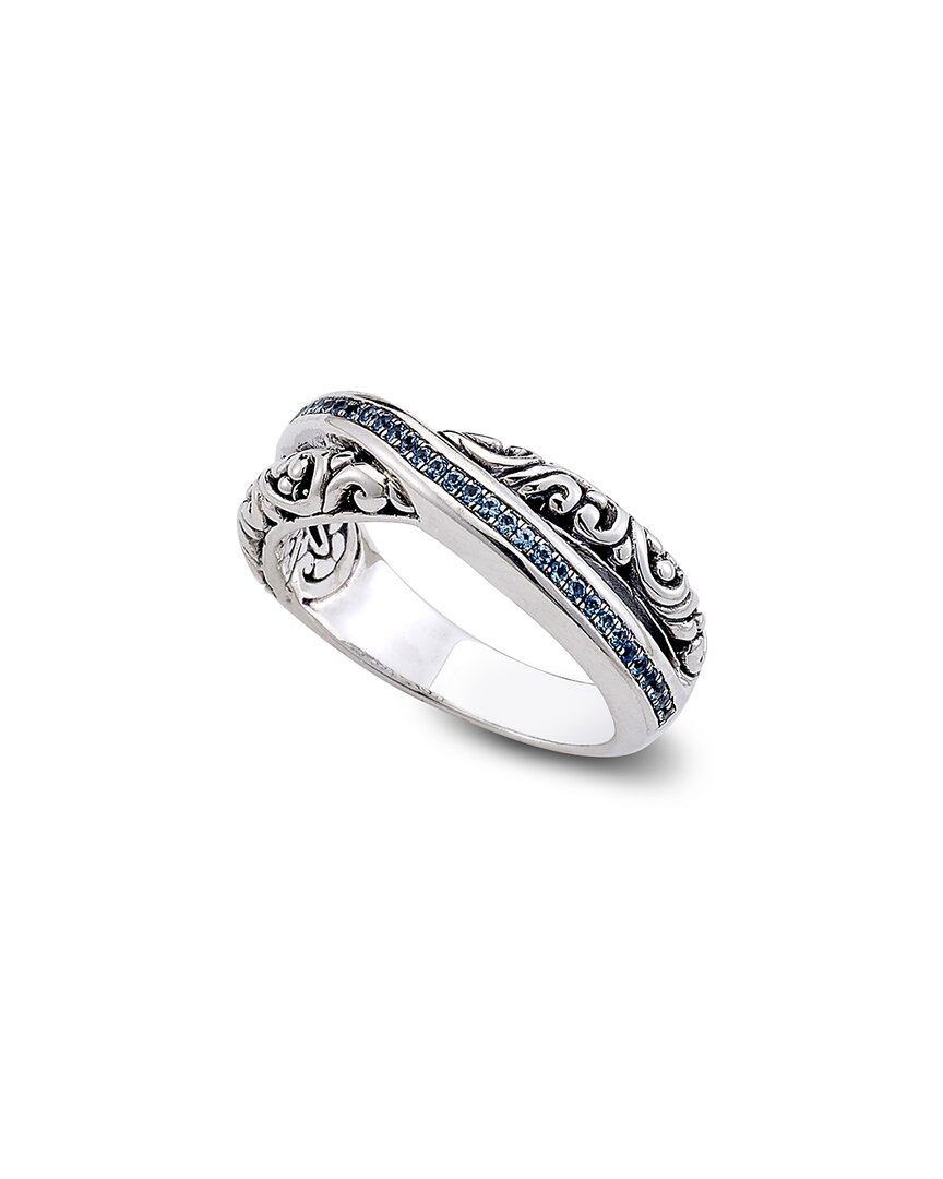 Samuel B. Silver 0.23 Ct. Tw. Blue Topaz X Ring In Silver