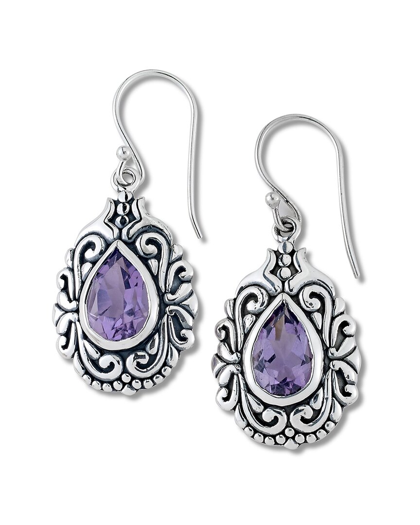 Samuel B. Silver 3.90 Ct. Tw. Amethyst Drop Earrings