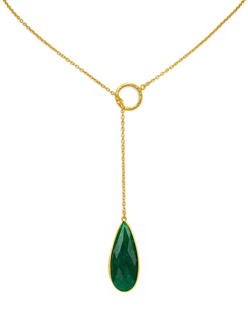 Liv Oliver 18k Plated 25.00 Ct. Tw. Emerald Lariat Necklace In Gold