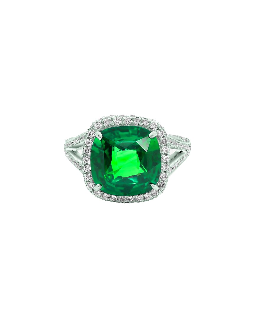 Diana M. Fine Jewelry 18k 13.26 Ct. Tw. Diamond & Emerald Half-set Ring
