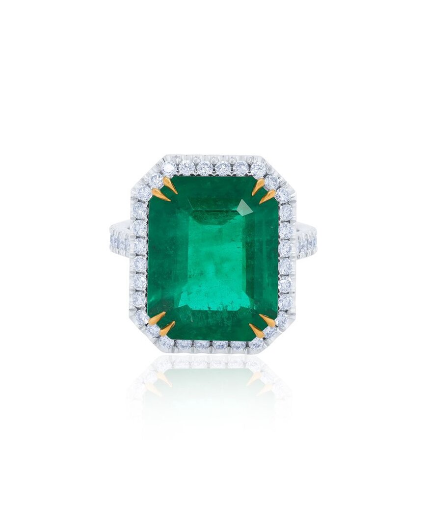 Diana M. Fine Jewelry White Gold 20.14 Ct. Tw. Diamond & Emerald Eternity Ring