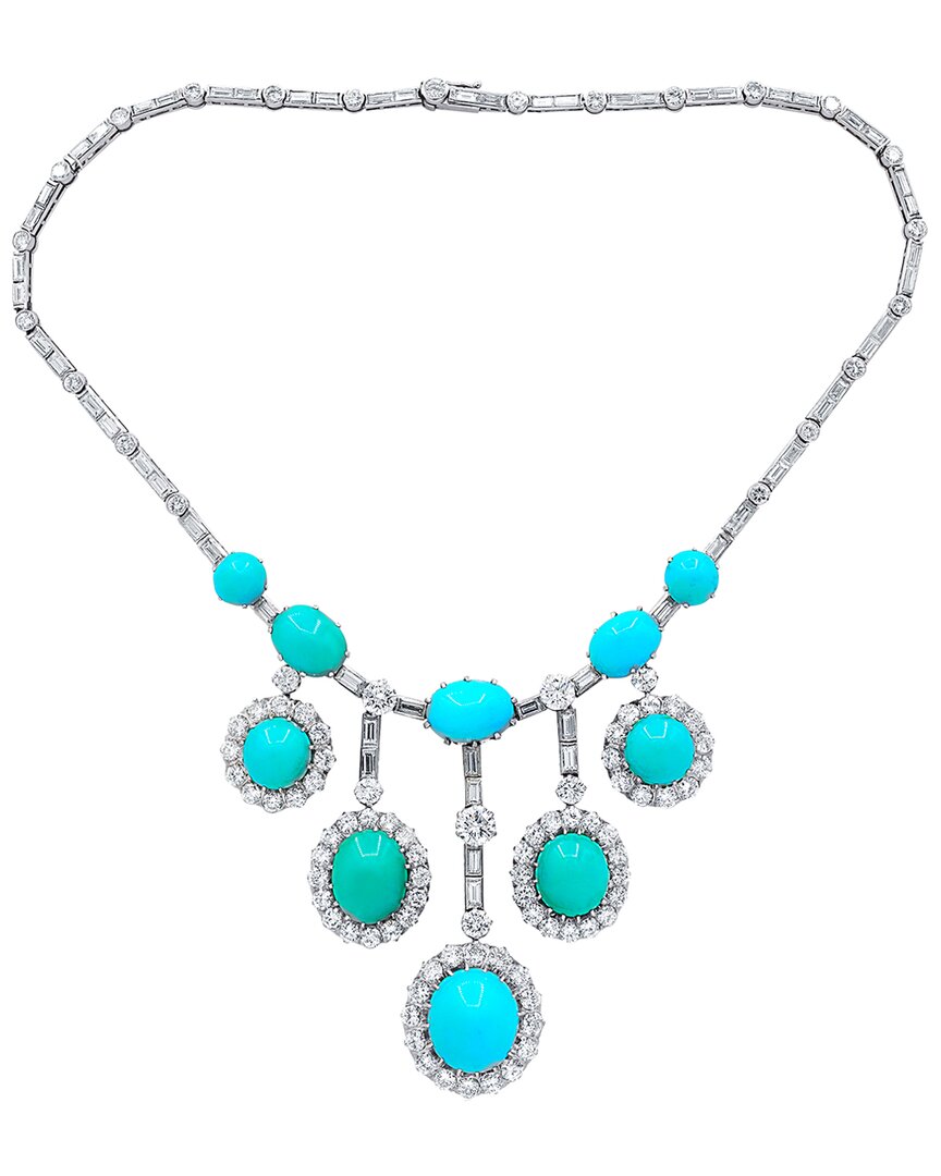 Diana M. Fine Jewelry White Gold 193.18 Ct. Tw. Diamond & Turquoise Necklace