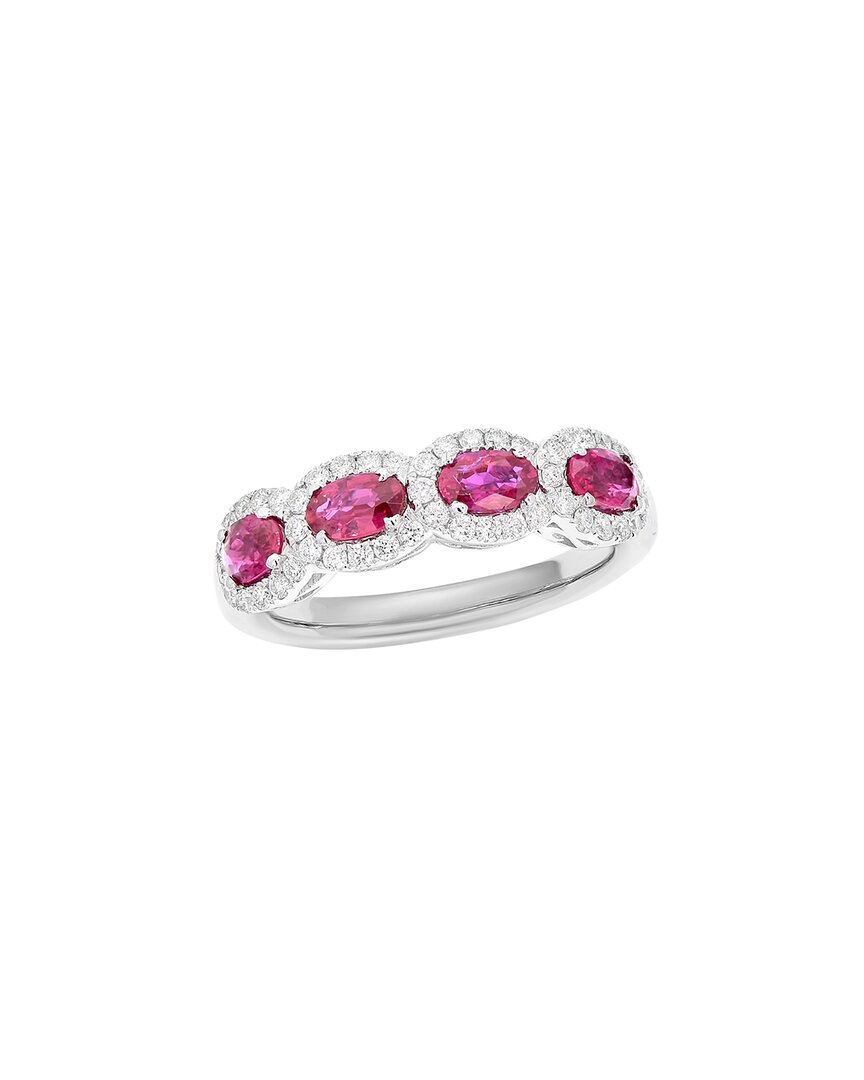 Diana M. Fine Jewelry 18k 1.63 Ct. Tw. Diamond & Ruby Half-eternity Ring In Gold