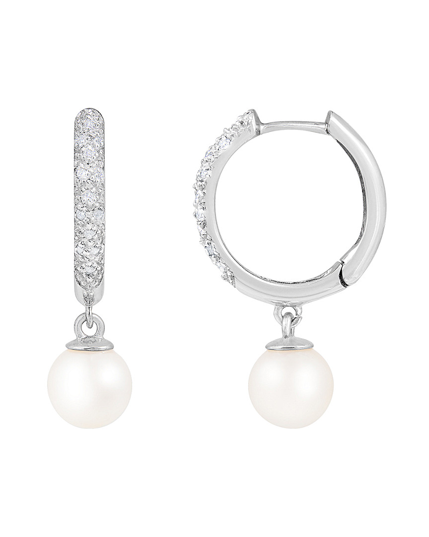 Masako Pearls Splendid Pearls 14k 0.14 Ct. Tw. Diamond & 6.5-7mm Akoya Pearl Earrings