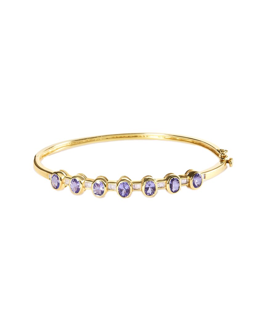Haus Of Brilliance Colorful Gemstones 14k 2.75 Ct. Tw. Diamond & Lab-grown Tanzanite Bangle Bracele