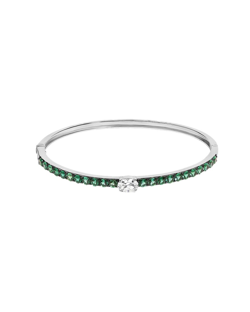 Haus Of Brilliance Colorful Gemstones Silver 5.00 Ct. Tw. Lab-grown Gemstone Bangle Bracelet
