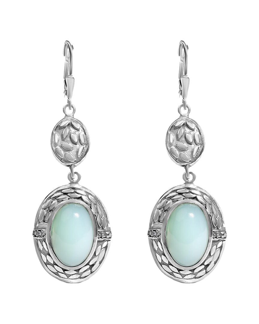 Haus Of Brilliance .925 Sterling Silver Chalcedony Diamond Accent Drop And Dangle Earring In Metallic