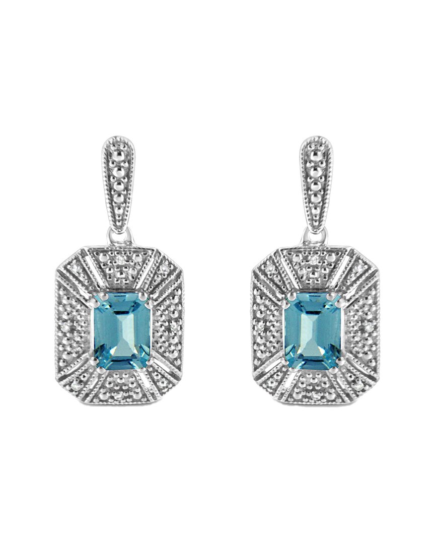 Haus Of Brilliance Colorful Gemstones Silver 2.54 Ct. Tw. Diamond & Topaz Dangle Earrings
