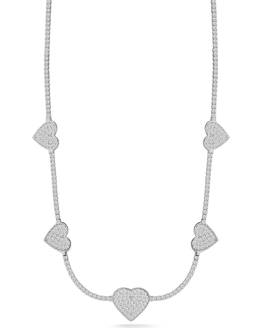 Sphera Milano Silver Cz Heart Tennis Choker Necklace