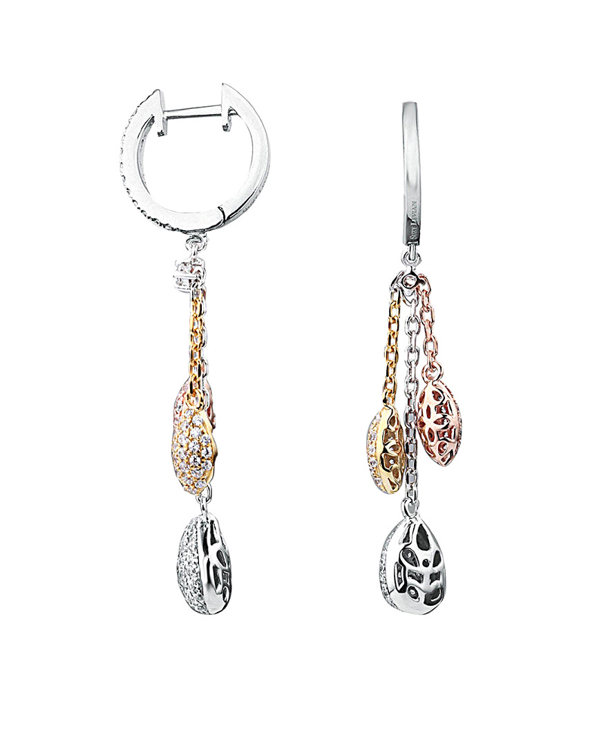 Shop Suzy Levian Tri-color Gold Over Silver Cz Dangle Earrings
