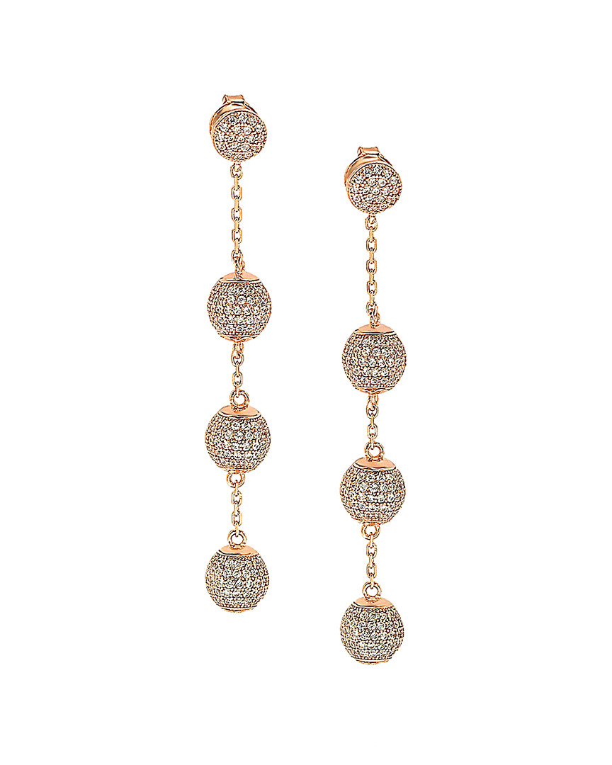 Suzy Levian Rose Gold Vermeil Cz Dangle Earrings