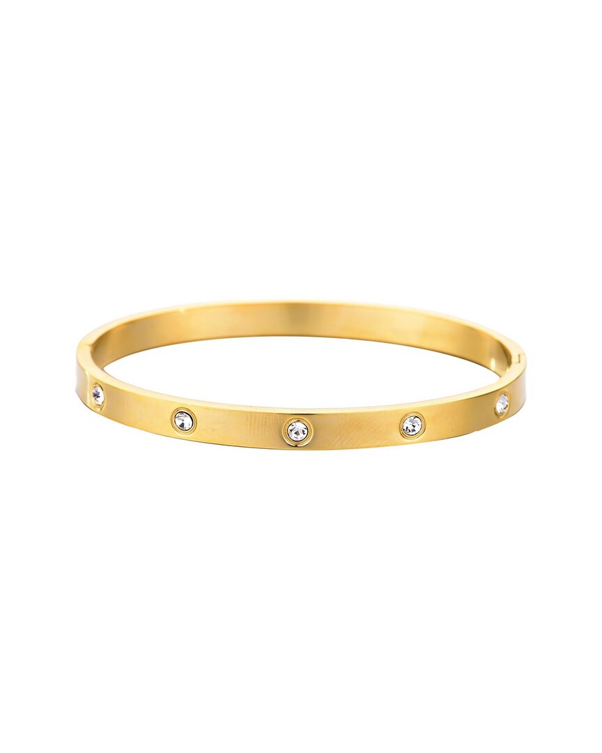 Adornia Tarnish Resistant 18k Yellow Gold Plated Crystal Eternity Cuff In Gold