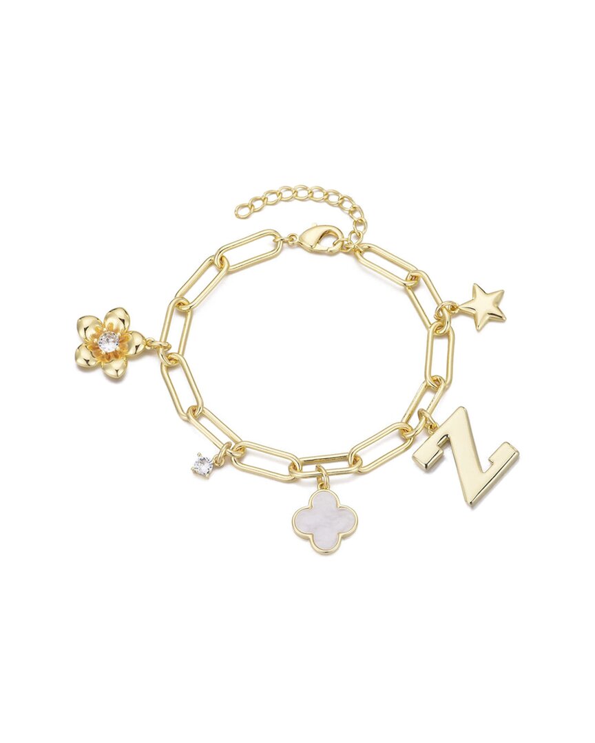 Adornia 14k Plated Gemstone Initial Chunky Charm Bracelet