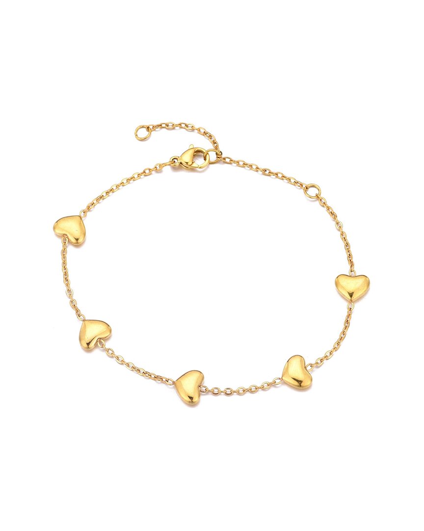 Adornia Tarnish Resistant 18k Gold Plated Heart Station Bracelet In Gold
