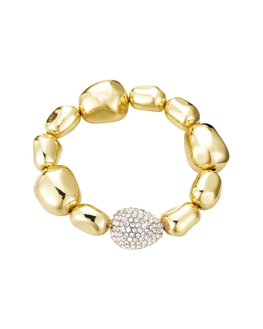 Adornia Crystal Pebbled Stretch With Crystal Center Bracelet In Gold