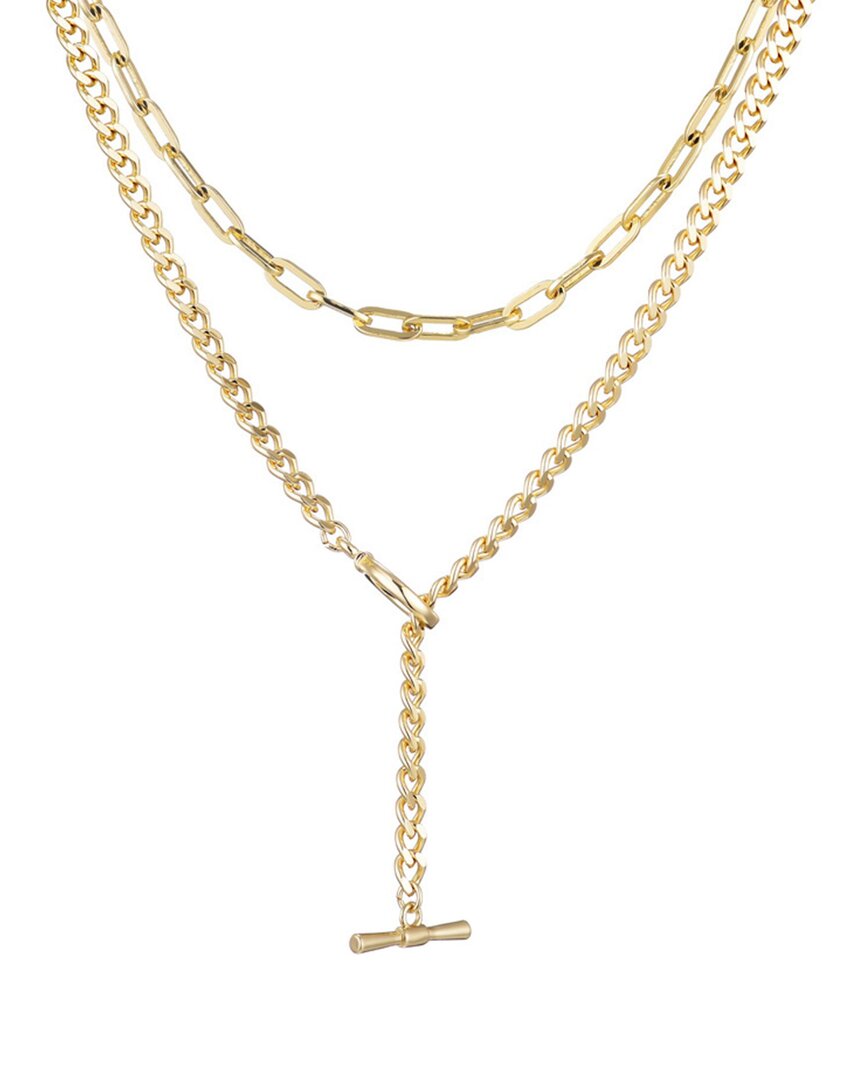 Adornia 14k Plated Set Of 2 Toggle & Paperclip Necklace In Gold