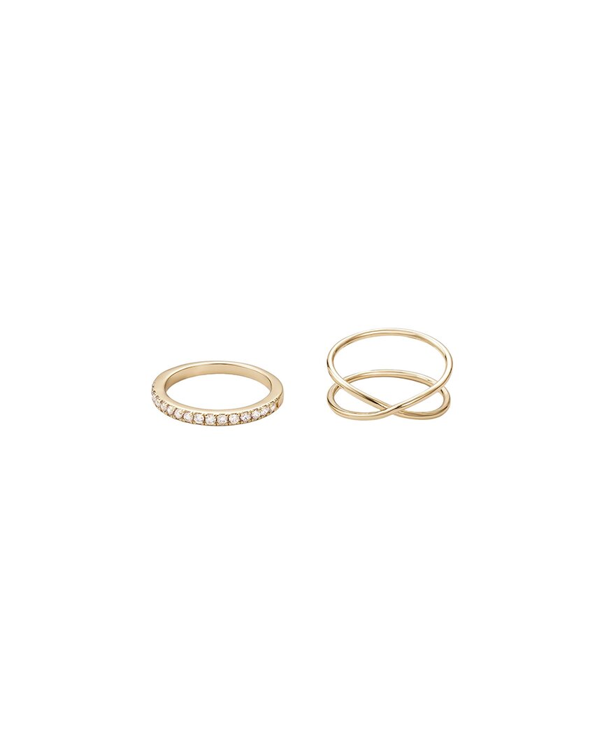 Adornia Gold Cubic Zirconia X And Eternity Ring Set In Gold