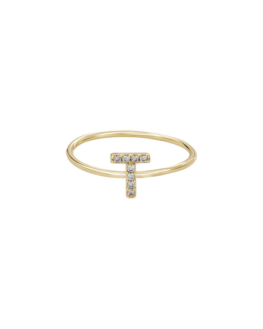 Adornia 14k Plated Cz Pave Initial Ring