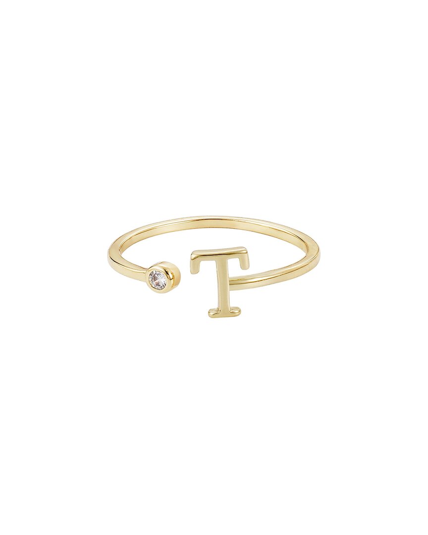 Adornia 14k Plated Crystal Adjustable Initial Ring