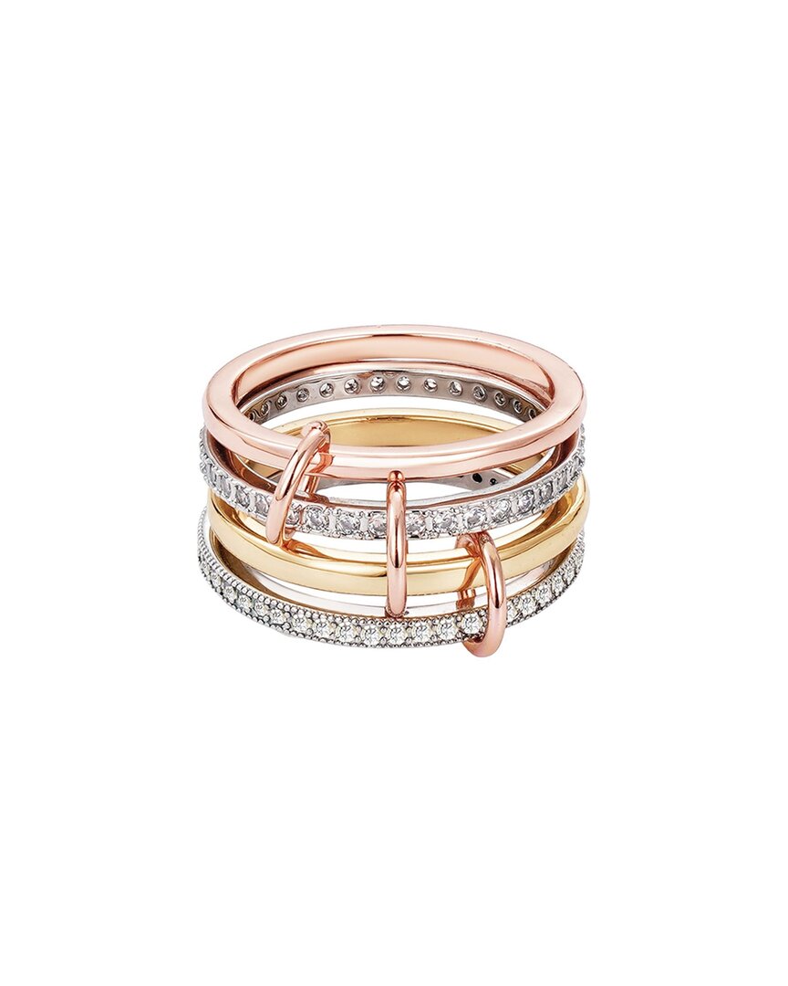 Adornia Mixed Metal Cubic Zirconia Connected 4-piece Stack Ring