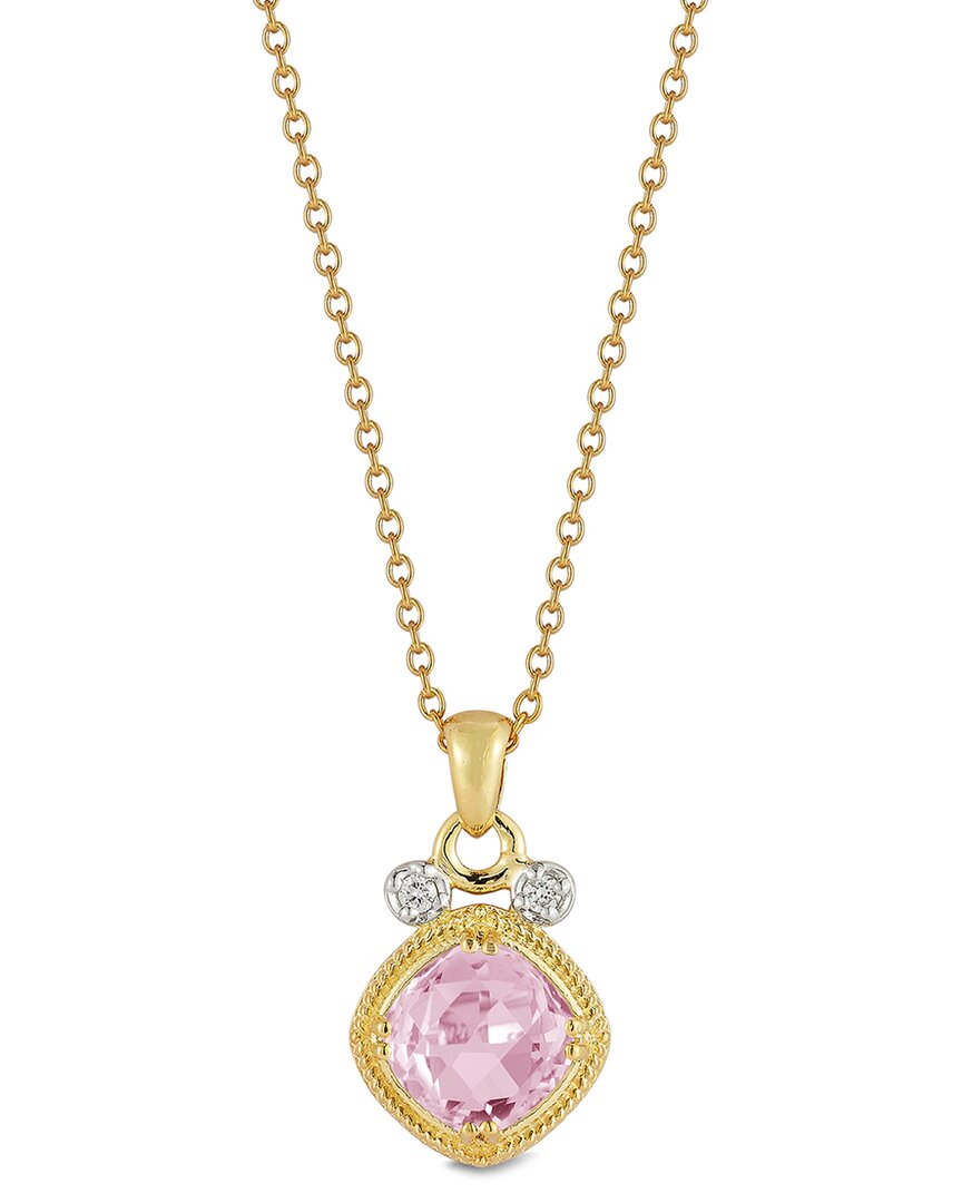 I. Reiss 14k 2.07 Ct. Tw. Diamond & Rose Quartz Necklace In Gold