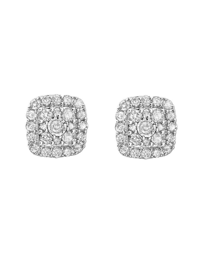 Effy Fine Jewelry Silver 0.96 Ct. Tw. Diamond Earrings In Metallic