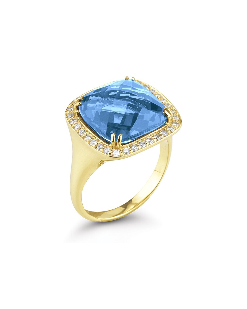 I. Reiss 14k 9.18 Ct. Tw. Diamond & Blue Topaz Ring