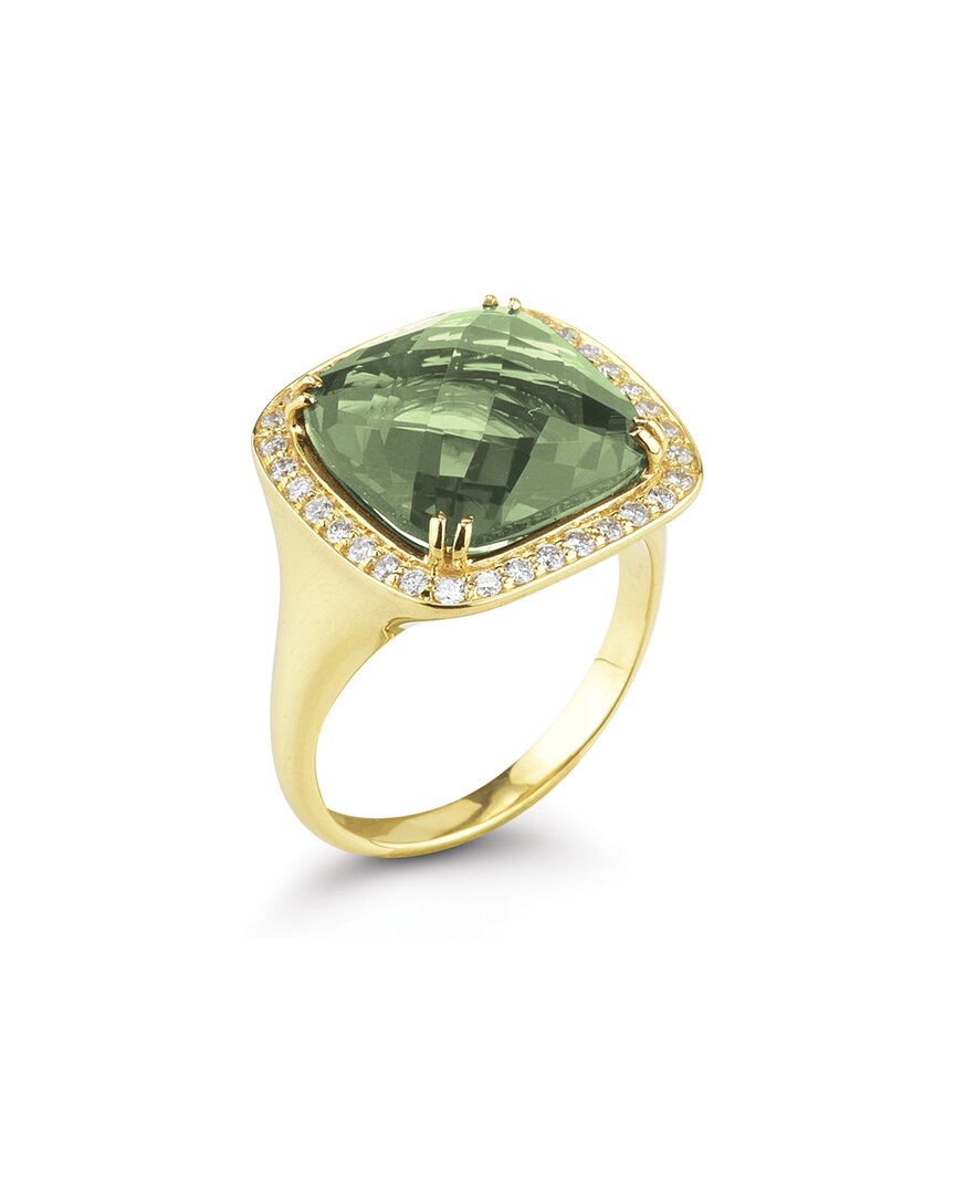 I. Reiss 14k 9.18 Ct. Tw. Diamond & Green Amethyst Ring