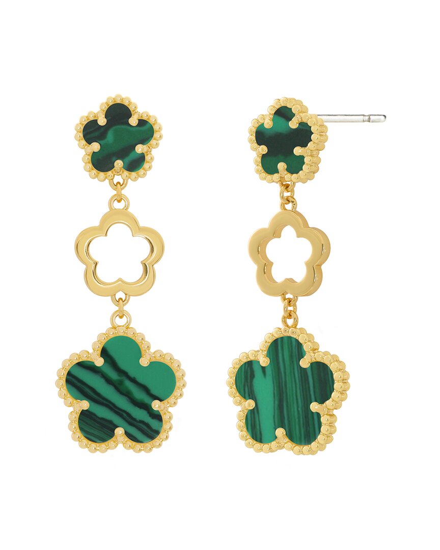 Jankuo Flower 14k Plated Synthetic Emerald Stone Trapper Earrings