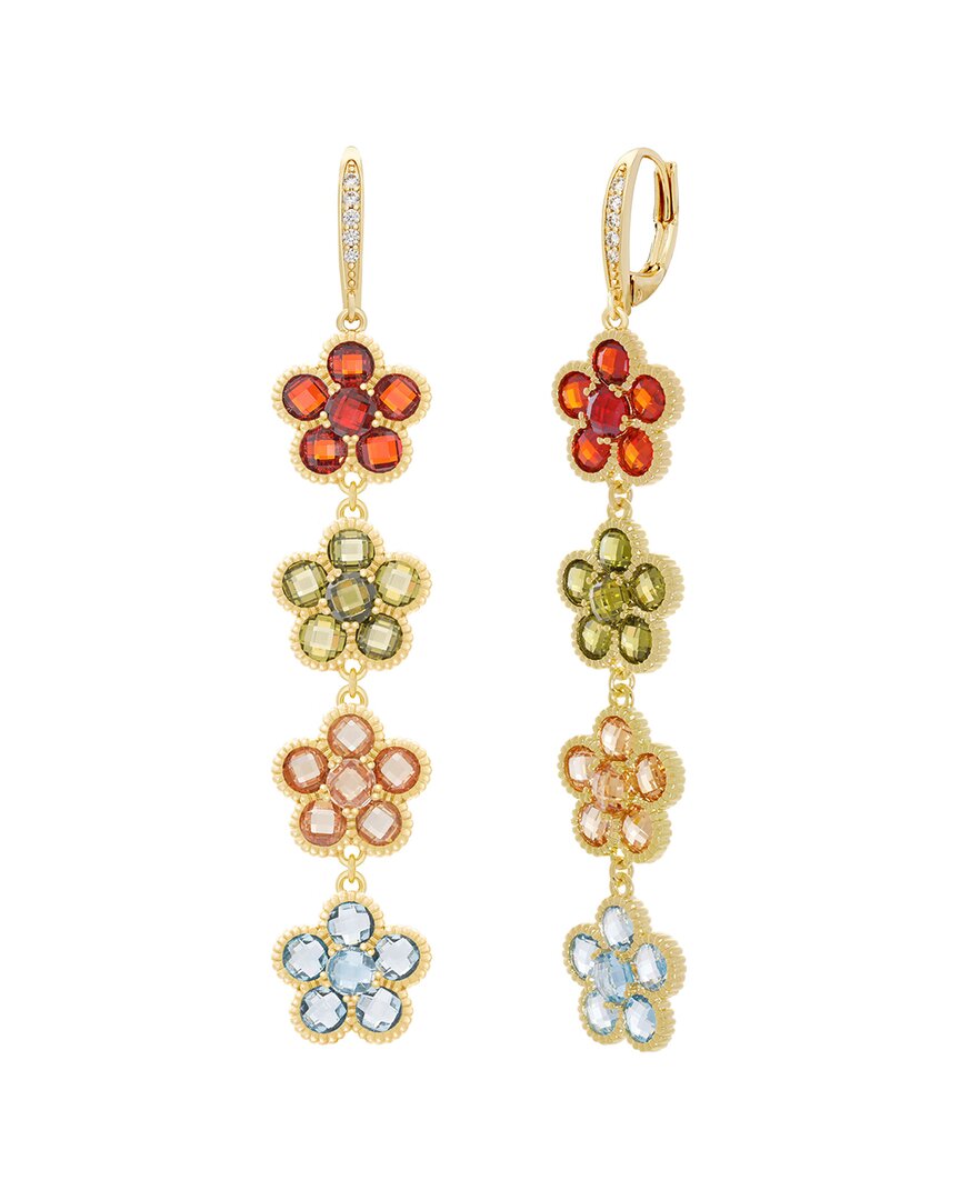 Jankuo Flower 14k Plated Cz Trapper Earrings