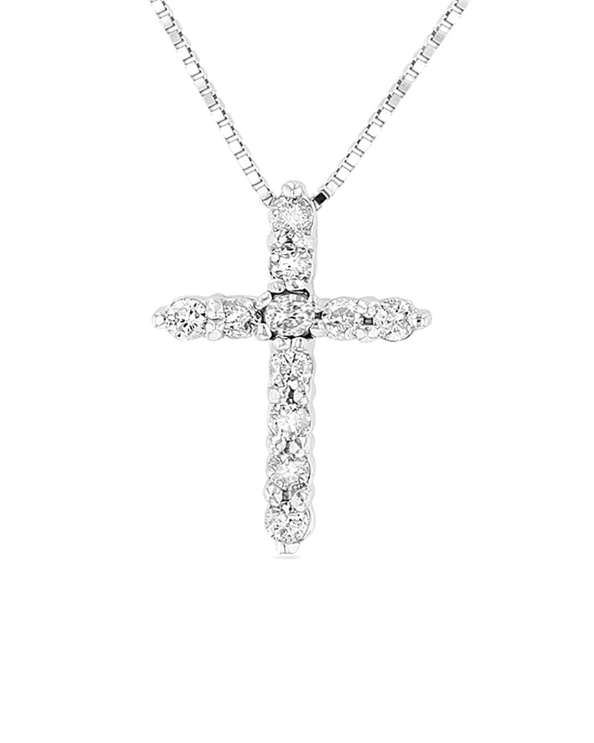 Suzy Levian 14k 0.18 Ct. Tw. Diamond Cross Pendant Necklace