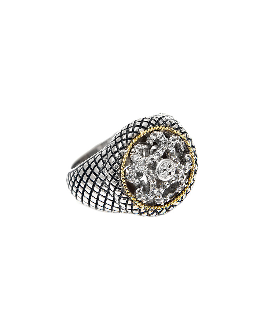 Andrea Candela Tesoro Blanco 18k & Silver 0.24 Ct. Tw. Diamond & White Topaz Ring In Metallic