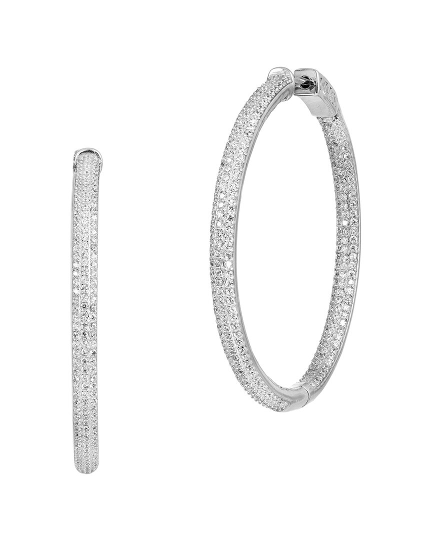 Savvy Cie Silver Cz Inside Out Hoops