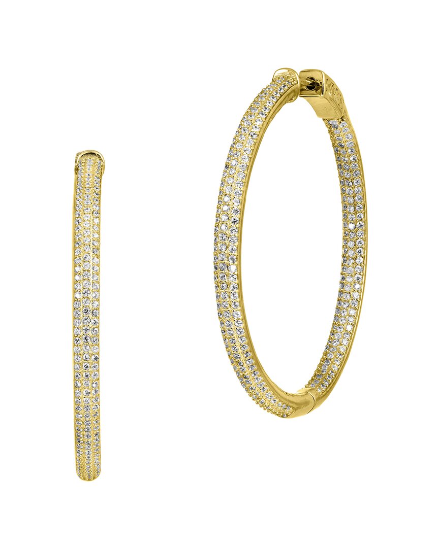Shop Savvy Cie 18k Over Silver Cz Inside Out Hoops