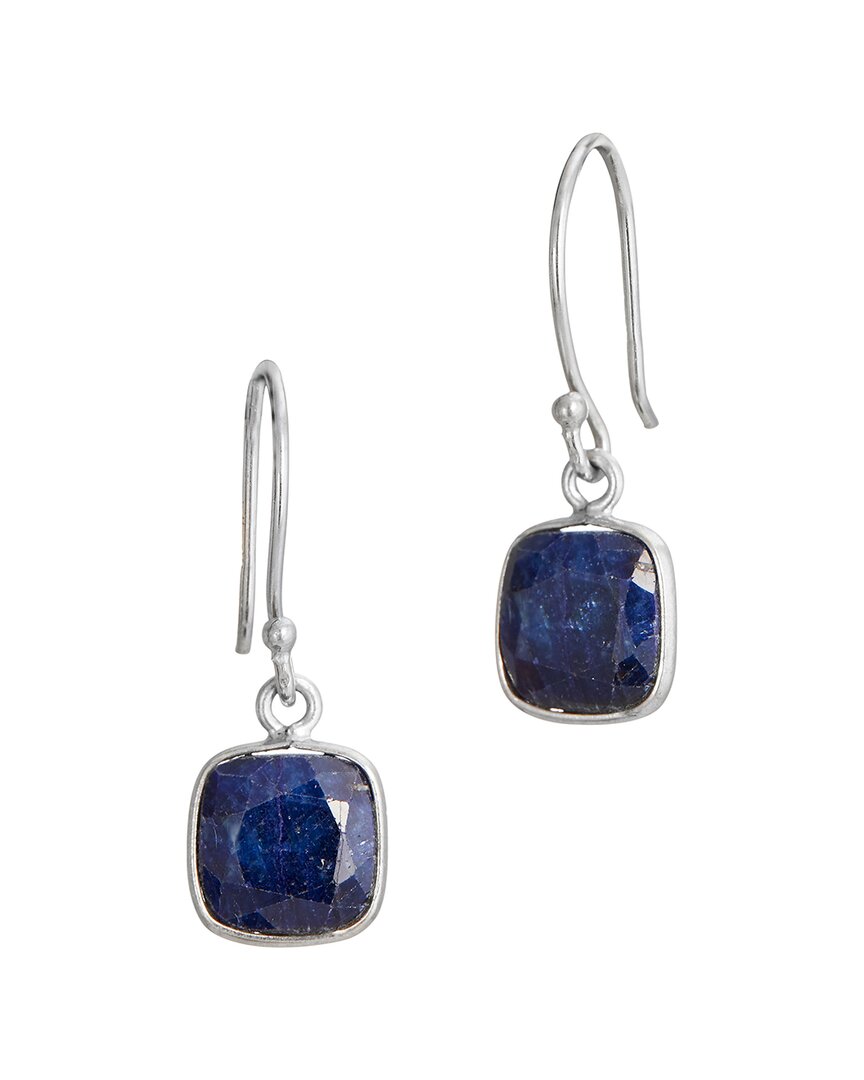 Savvy Cie Silver 3.80 Ct. Tw. Blue Sapphire Earrings