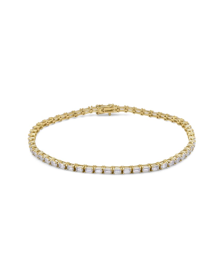 Maxcolor 14k Solid Gold Lab Grown Diamond Baguette Tennis Bracelet In Gold