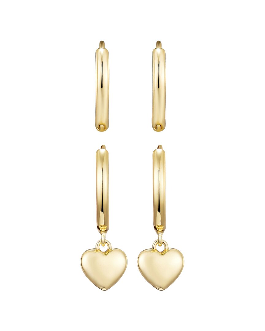 Adornia 14k Plated Heart Huggie Earrings Set In Gold
