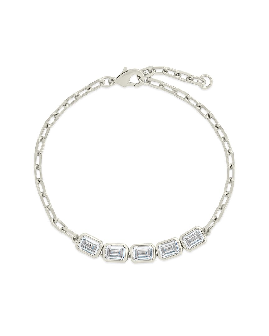 Sterling Forever Nyssa Bezel Cubic Zirconia Station Bracelet