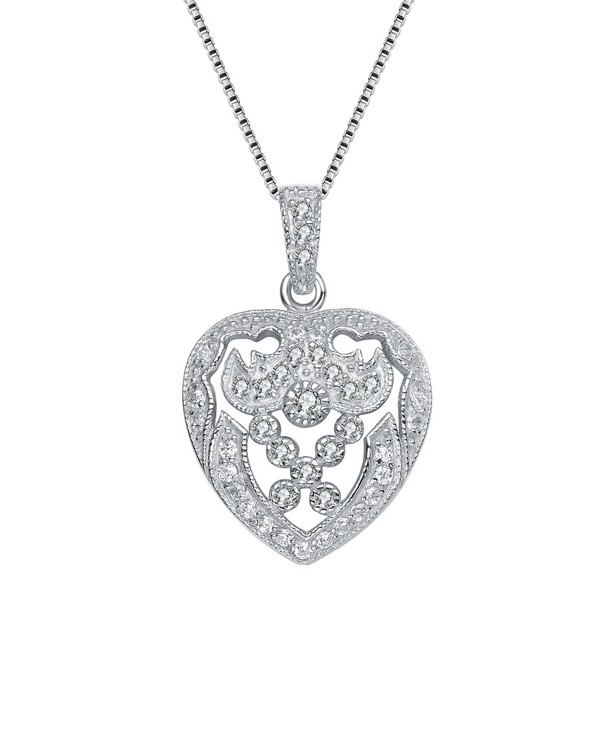 Genevive Silver Pendant Necklace In Metallic
