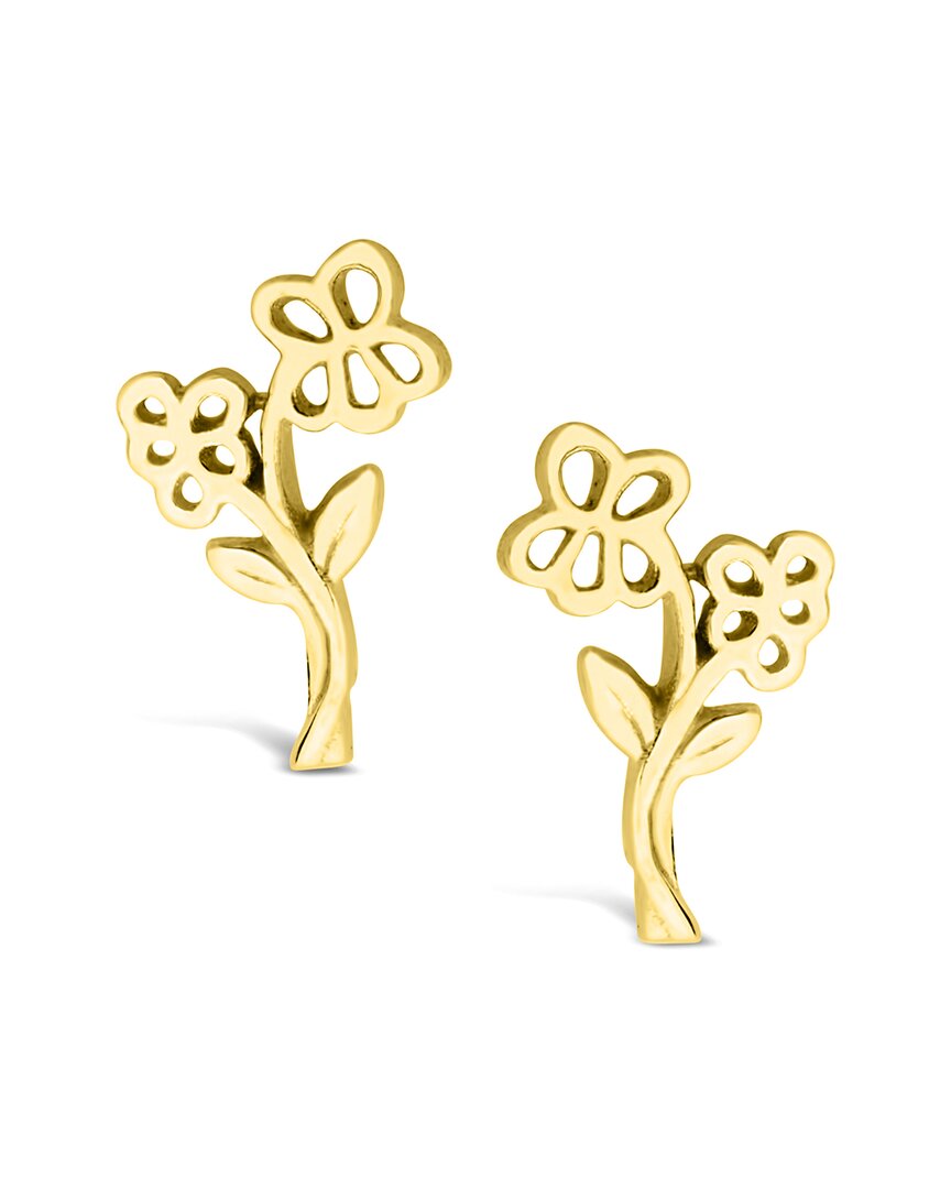 Sterling Forever 14k Over Silver Birth Flower February Violet Studs