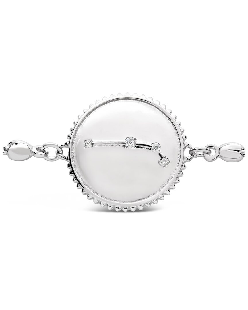 Sterling Forever Silver Cz Aries Disc Bolo Bracelet