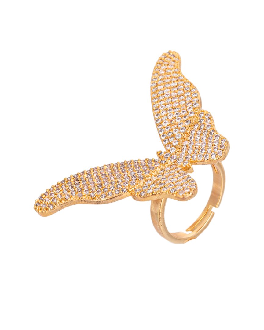 Eye Candy La Cz Palm Gold Butterfly Wing Ring